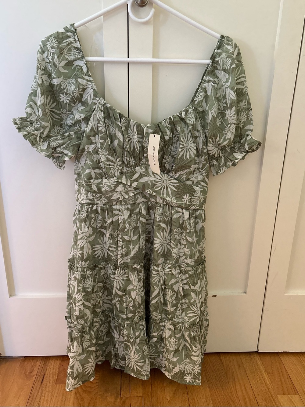 Francesca’s trixxi Sage Green Floral Square Neck dress
